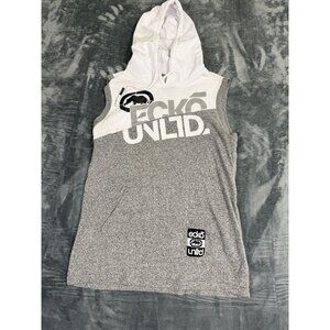 Ecko Unltd Mens Medium Sleeveless Hoodie Gray/White Colorblock